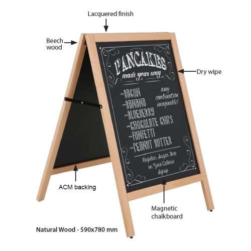 Large Outdoor Wooden Blackboard a Frame Sydney size 1190 mm x 590 mm